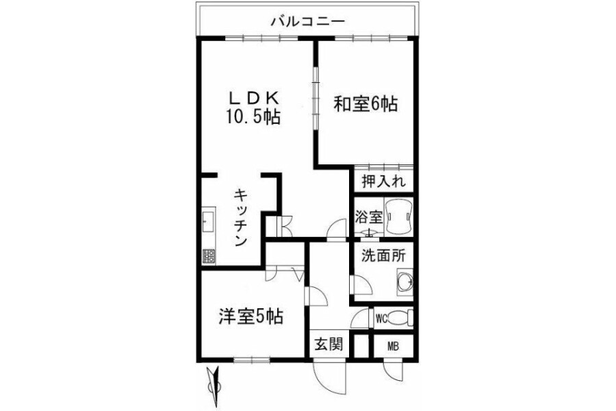 川崎市高津区出租中的2LDK公寓大厦 楼层布局