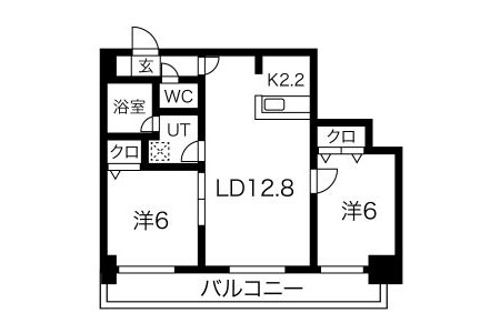 2LDK Apartment to Rent in Sapporo-shi Kita-ku Floorplan
