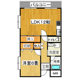 1LDK Mansion in Yaogi higashi - Yao-shi Floorplan