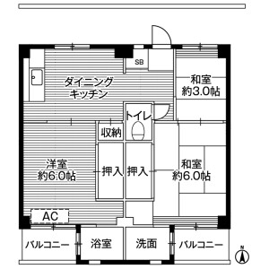 3DK Mansion in Onahama shimokajiro - Iwaki-shi Floorplan