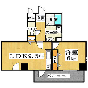 1LDK Mansion in Chikko - Osaka-shi Minato-ku Floorplan