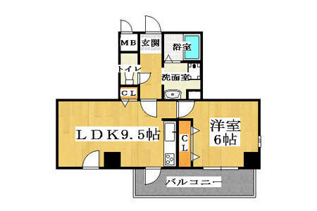 1LDK Apartment to Rent in Osaka-shi Minato-ku Floorplan