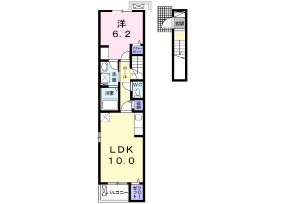 1LDK Apartment to Rent in Fujisawa-shi Floorplan