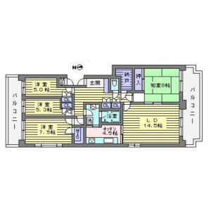 4SLDK Mansion in Azaminominami - Yokohama-shi Aoba-ku Floorplan