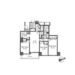 3LDK Mansion in Nishigotanda - Shinagawa-ku Floorplan