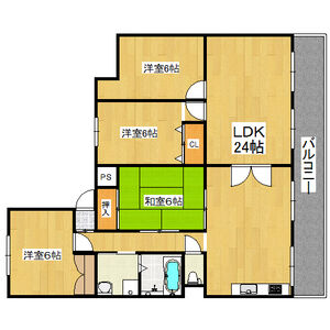 4LDK Mansion in Terauchi - Toyonaka-shi Floorplan