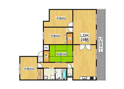 4LDK Apartment to Rent in Toyonaka-shi Floorplan