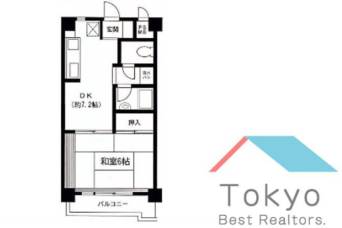 1DK Apartment to Rent in Nakano-ku Floorplan