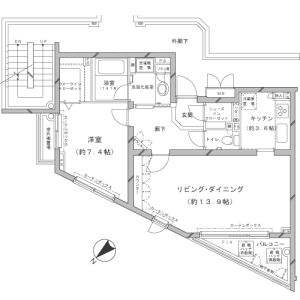 1LDK Mansion in Hachiyamacho - Shibuya-ku Floorplan