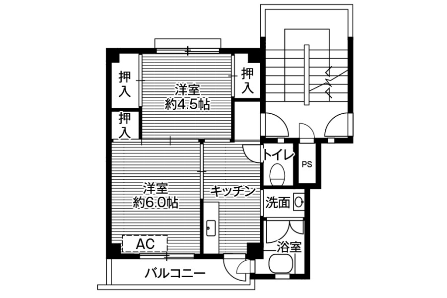 2K Apartment to Rent in Kitakyushu-shi Moji-ku Floorplan