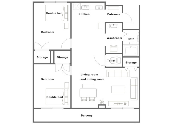 2LDK Apartment to Rent in Naha-shi Floorplan