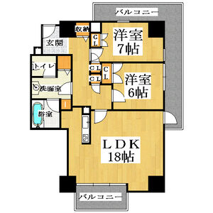 2LDK Mansion in Jusohigashi - Osaka-shi Yodogawa-ku Floorplan