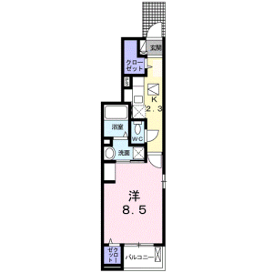 1K Apartment in Uchikoshi - Yokohama-shi Naka-ku Floorplan