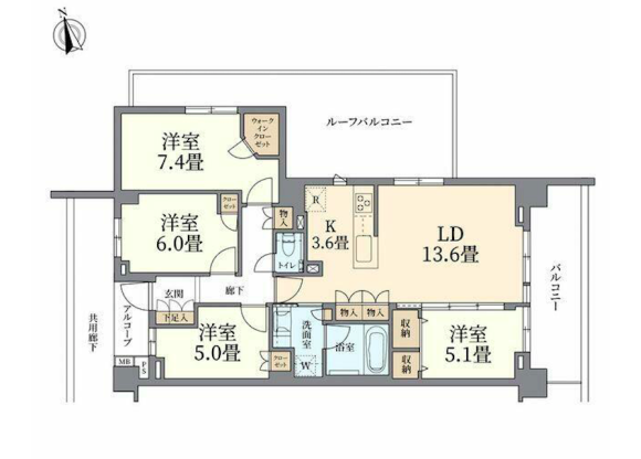 4LDK Apartment to Buy in Setagaya-ku Floorplan