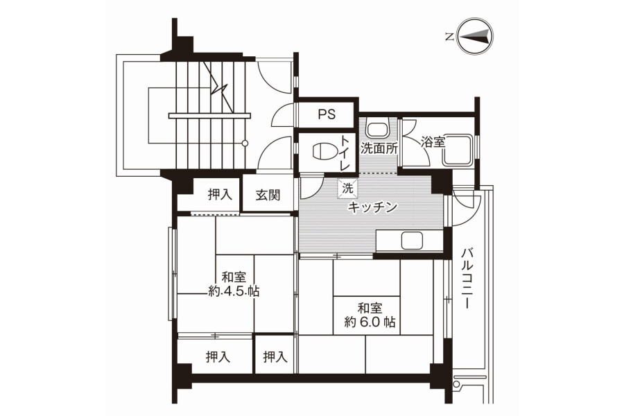 2K Apartment to Rent in Suzaka-shi Floorplan
