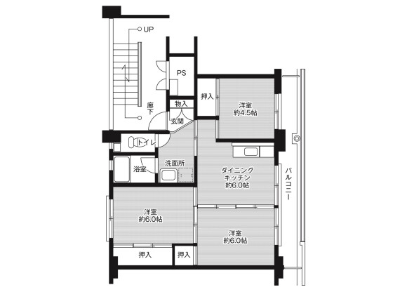 3DK Apartment to Rent in Ena-shi Floorplan