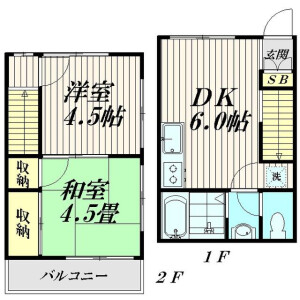 2DK Apartment in Omorinishi - Ota-ku Floorplan