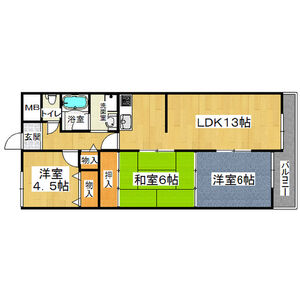 3LDK Mansion in Omiyacho - Nara-shi Floorplan