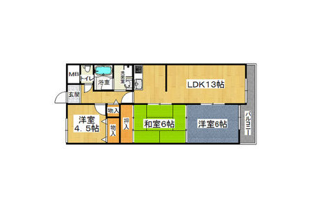 3LDK Apartment to Rent in Nara-shi Floorplan