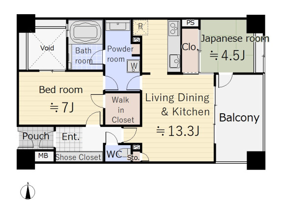 2LDK Apartment to Buy in Kyoto-shi Shimogyo-ku Floorplan