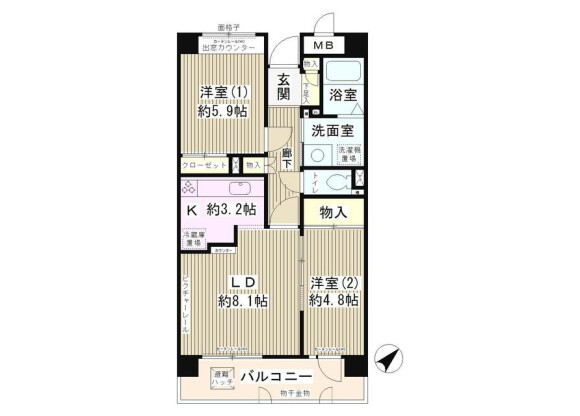 2DK Apartment to Rent in Ichikawa-shi Floorplan