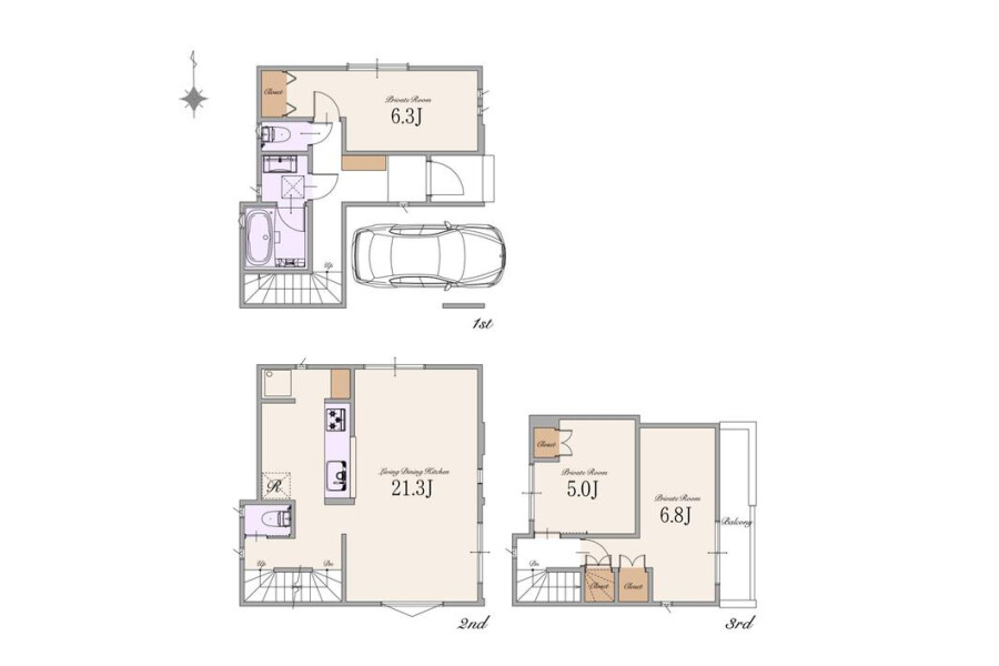3LDK House to Buy in Shinjuku-ku Floorplan