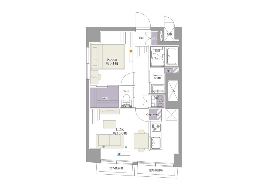 1LDK Apartment to Buy in Shinjuku-ku Floorplan