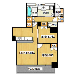 2LDK Mansion in Enokojima - Osaka-shi Nishi-ku Floorplan