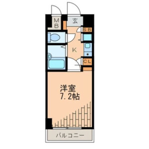1K Mansion in Yakuin - Fukuoka-shi Chuo-ku Floorplan