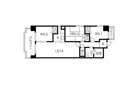 3LDK Apartment to Rent in Nagoya-shi Naka-ku Floorplan