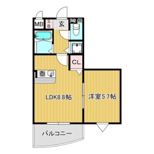 1LDK Mansion in Minamikuzuha - Hirakata-shi Floorplan