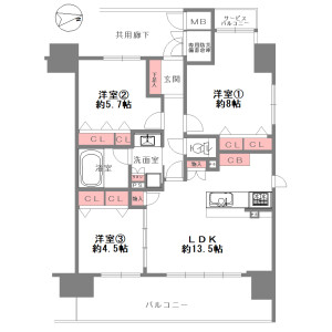 3LDK Mansion in Matsuzakicho - Osaka-shi Abeno-ku Floorplan