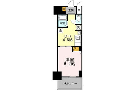 大阪市中央區出租中的1DK公寓大廈 房間格局