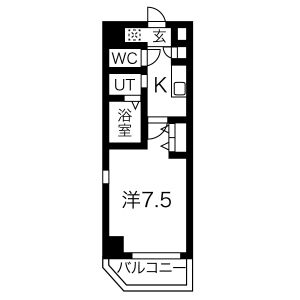 1K Mansion in Kamikomenocho - Nagoya-shi Nakamura-ku Floorplan