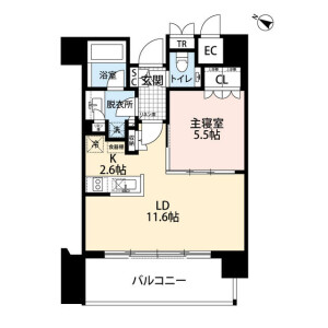1LDK Mansion in Roppongi - Minato-ku Floorplan