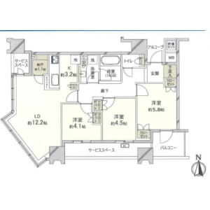 3LDK Mansion in Kitahamahigashi - Osaka-shi Chuo-ku Floorplan