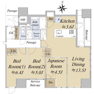 3LDK Mansion in Donomaecho - Kyoto-shi Nakagyo-ku Floorplan