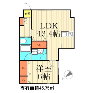 1LDK Apartment in Oshiage - Sumida-ku Floorplan