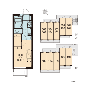 1K Mansion in Katsutadai - Yachiyo-shi Floorplan