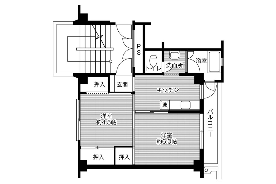 2K Apartment to Rent in Kaga-shi Floorplan