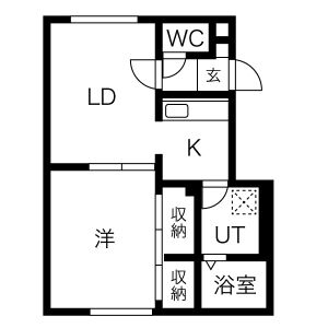 1LDK Apartment in Minami17-jonishi - Sapporo-shi Chuo-ku Floorplan