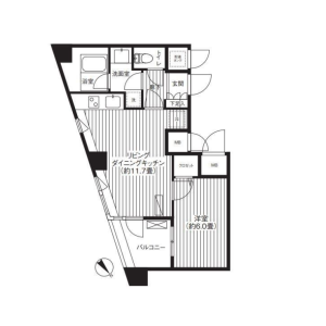 1LDK Mansion in Yochomachi - Shinjuku-ku Floorplan