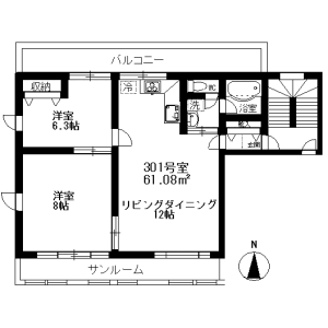 2LDK Apartment in Nishiazabu - Minato-ku Floorplan