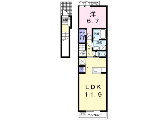 1LDK Apartment to Rent in Hadano-shi Floorplan