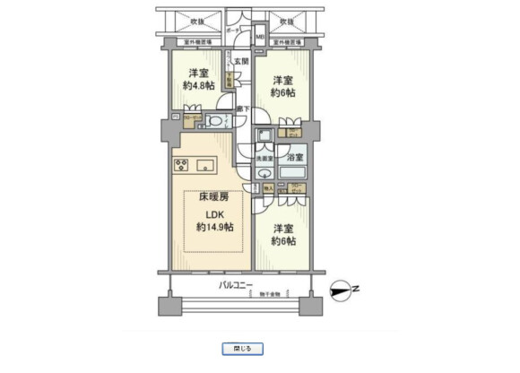 3LDK Apartment to Rent in Shibuya-ku Floorplan