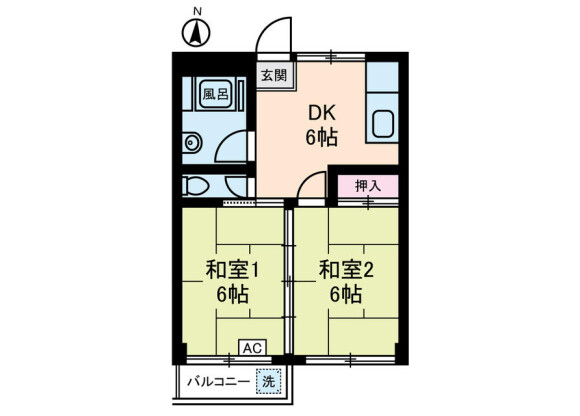 2DK Apartment to Rent in Kawasaki-shi Nakahara-ku Floorplan