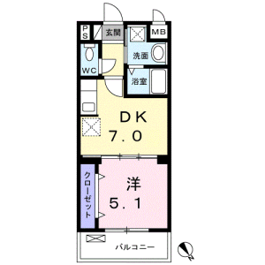 1DK Mansion in Oyama - Ginowan-shi Floorplan