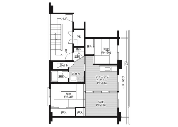 3DK Apartment to Rent in Kawachi-gun Kaminokawa-machi Floorplan