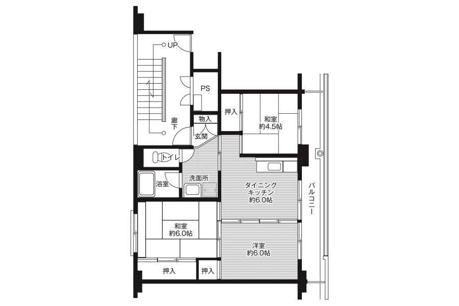 3DK Apartment to Rent in Kumamoto-shi Minami-ku Floorplan