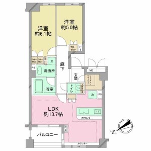 2LDK {building type} in Omorinishi - Ota-ku Floorplan